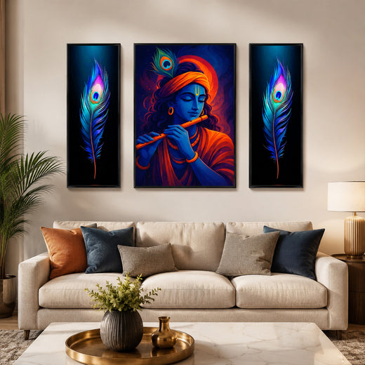 Krishna 3-Panel MDF Wall Art Frame (16.5x12in) - TejaHome