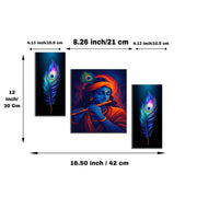 Krishna 3-Panel MDF Wall Art Frame (16.5x12in) - TejaHome