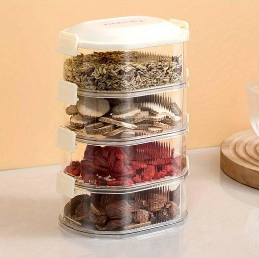ClearStack 4-layer transparent spice storage box stacked