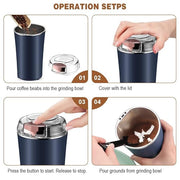 Multifunctional Electric Coffee Grinder - Stainless Steel 4-Blade - TejaHome