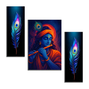Krishna 3-Panel MDF Wall Art Frame (16.5x12in) - TejaHome