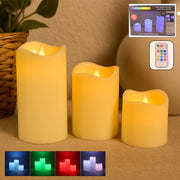 GlowSet 3-Piece Flameless LED Candle Set with Remote Control - TejaHome