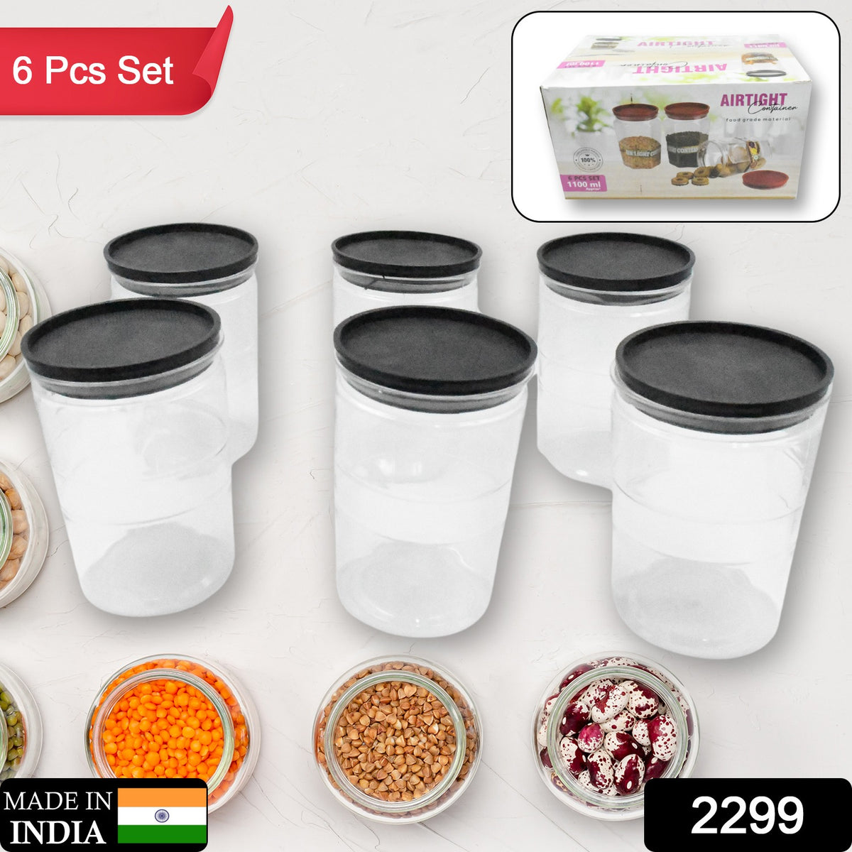 AirTight Modular Kitchen Storage Containers Set of 6 (1100ml)
